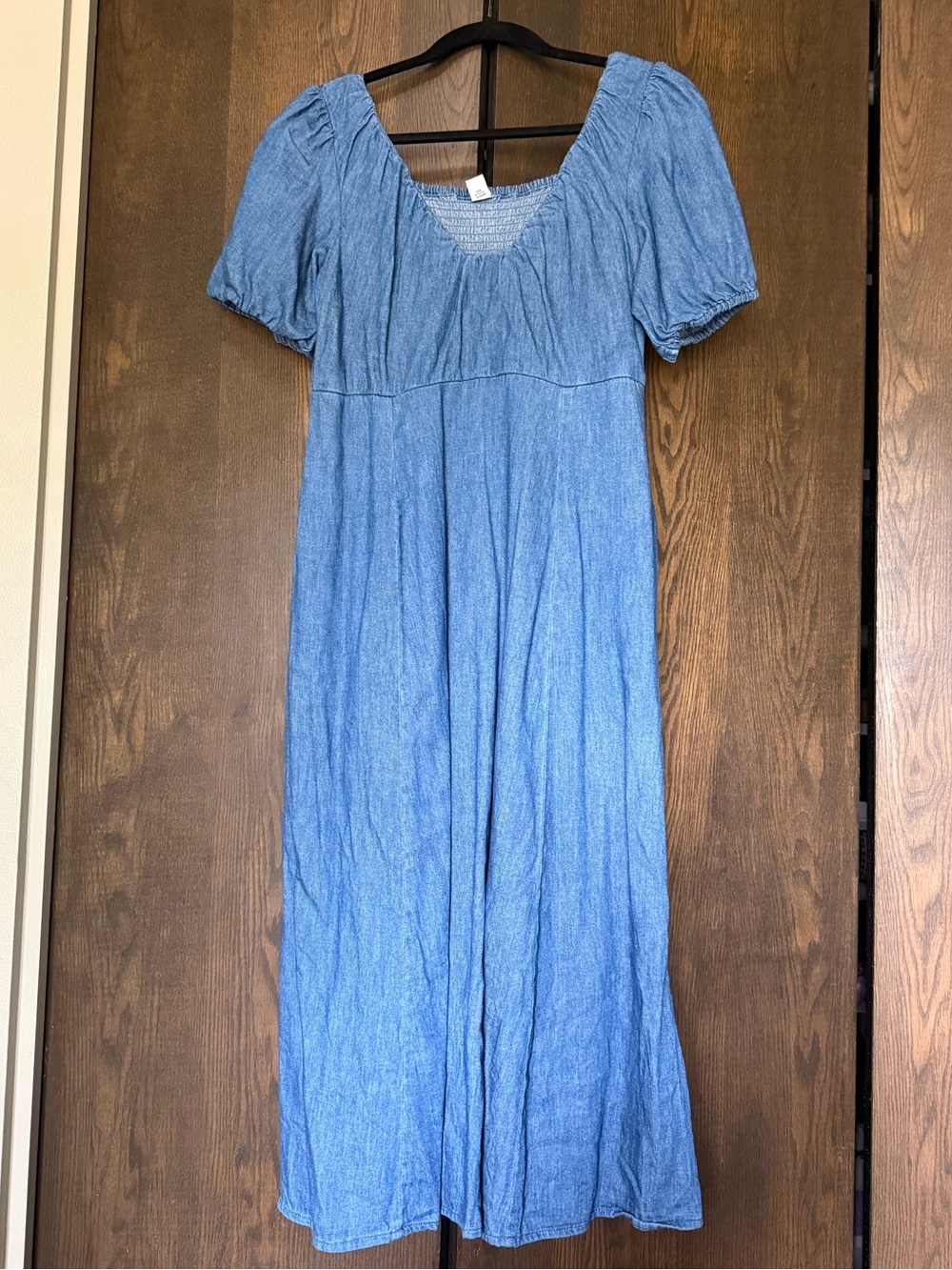 Old Navy Puff Sleeve Chambray Midi Dress M Petite